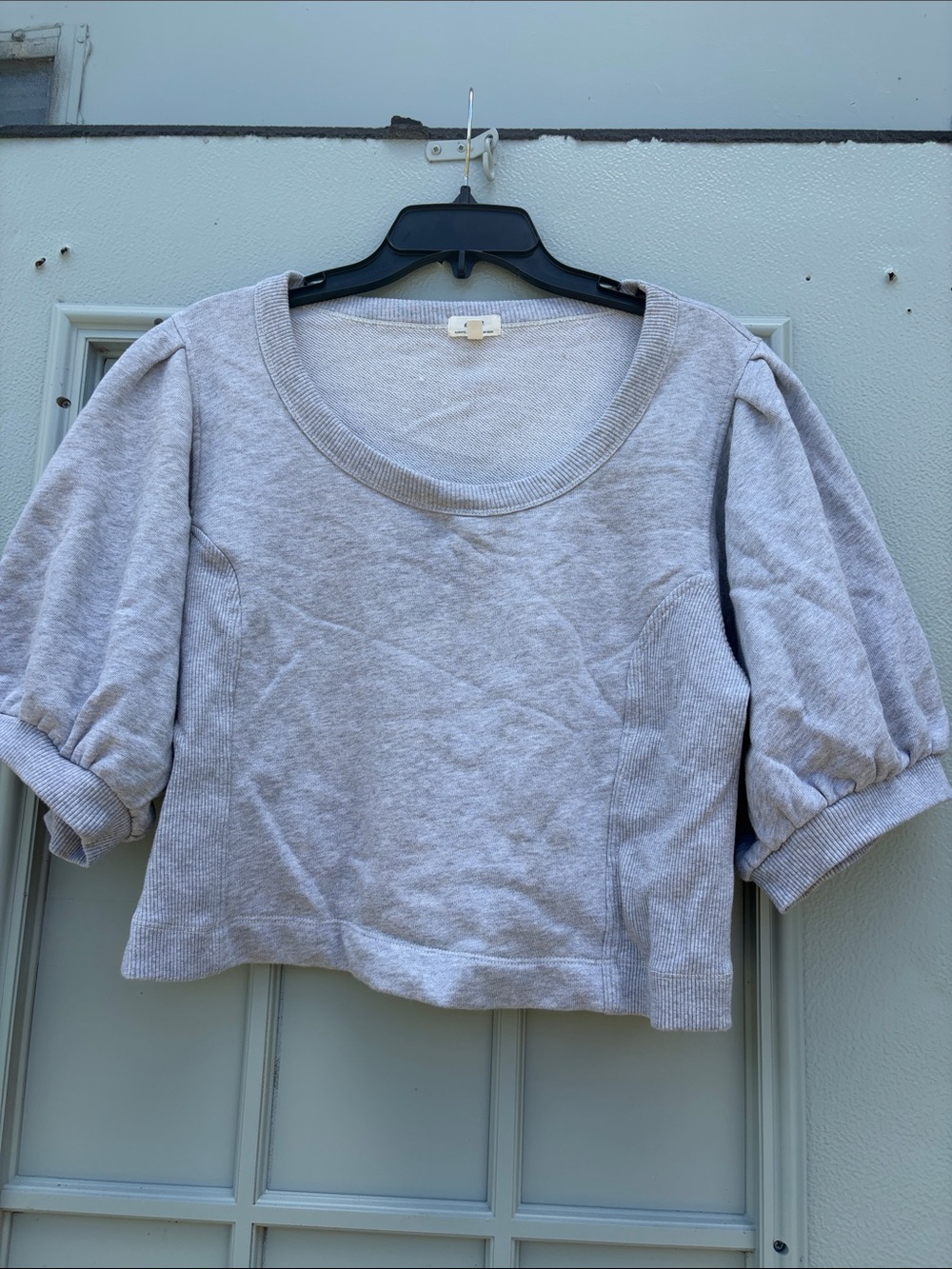 aerie Light Heather Gray Ribbed Crewneck Sweatshirt